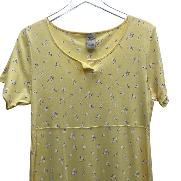 High Sierra Intimates Yellow Floral Short Sleeve Maxi Dress Size Medium - Picture 2 of 7